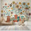 Papier peint éclectique rétro de style Mid-Century