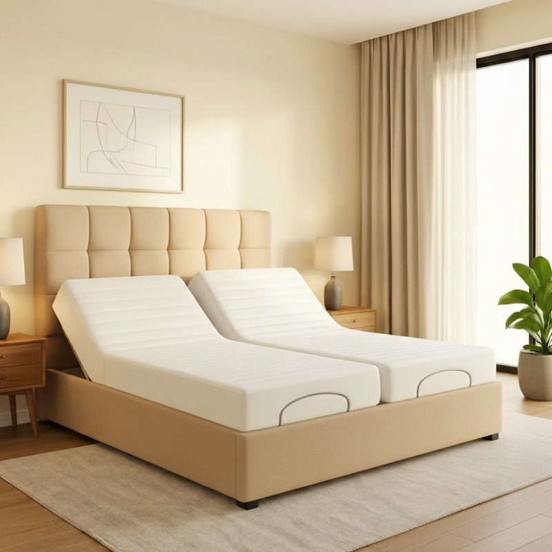 Upholstered Bed, Super King (6ft): 180 cm x 209 cm, Plush Beige