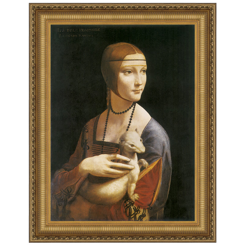 «Lady with an Ermine, 1490» par Leonardo da Vinci, reproduction d'art encadrée, H 49,25 po x l 38,25 po x P 1,875 po