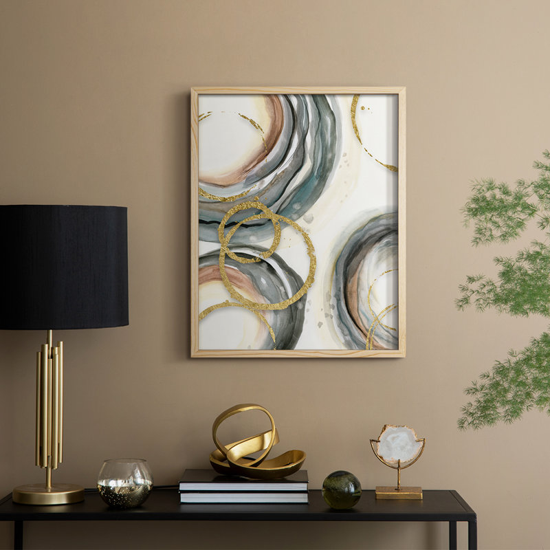 «Gold Elasticity I», reproduction encadrée - bois massif, Naturel, H 11 po x l 9 po