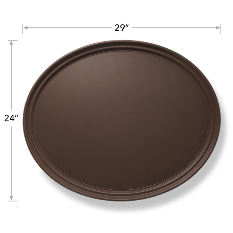 29" Oval Non-Skid Serving Trays, NSF Certified, Brown