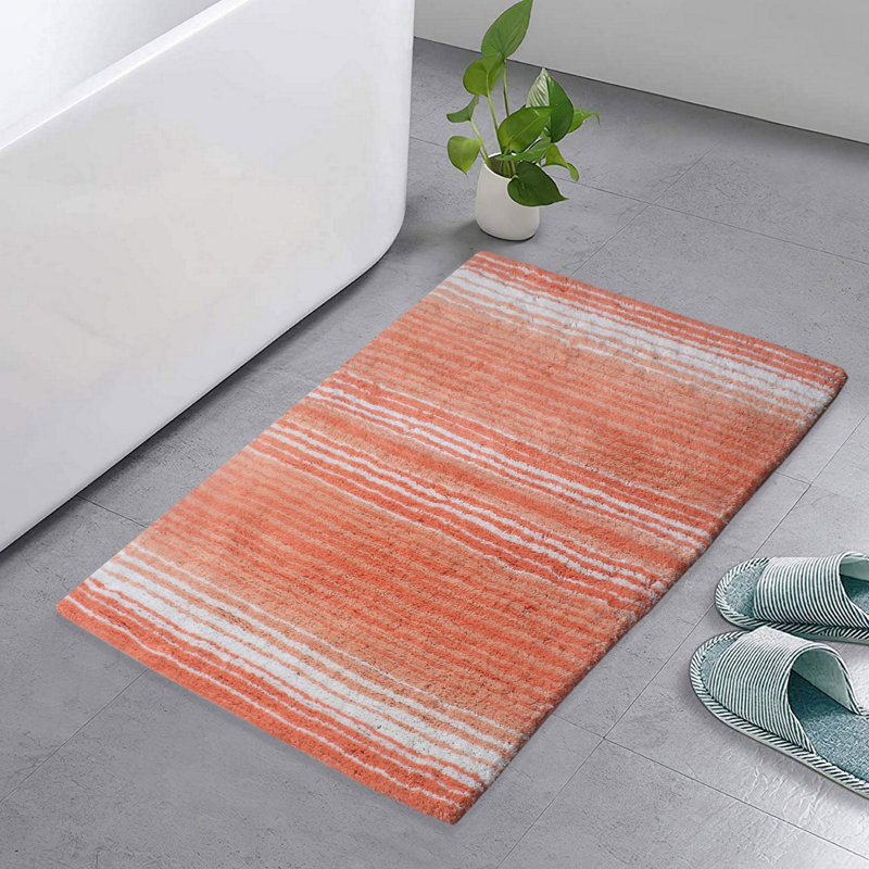 Griffie Plush 100 % Cotton Bath Rug, Single - 21" L x 34" W, Coral