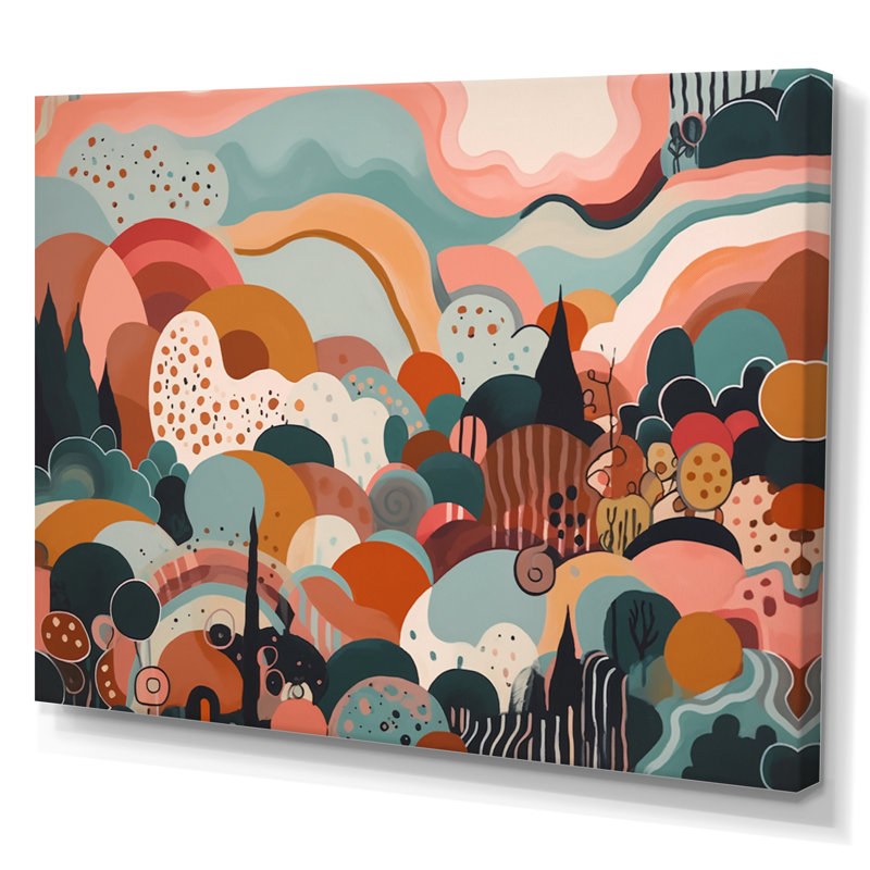 «Pink Green Minimalims Explosion I» sur toile, H 16 po x l 32 po x P 1 po, Toile tendue