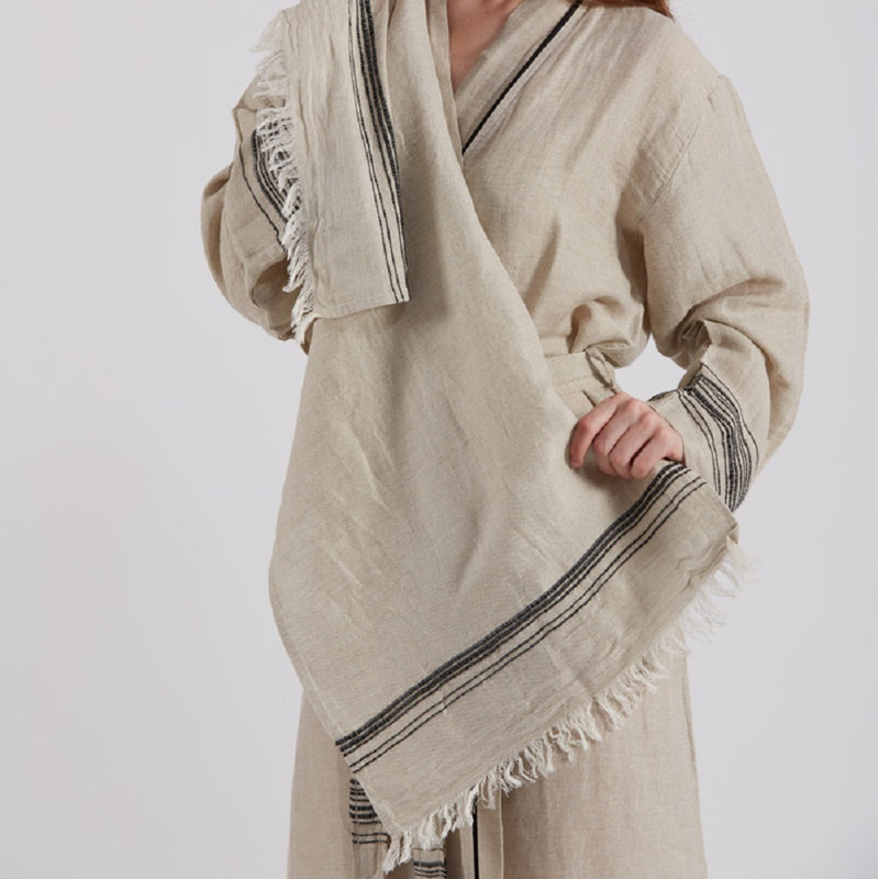 Abdulaleem Ultra Light Hand Towel, Natural/Black