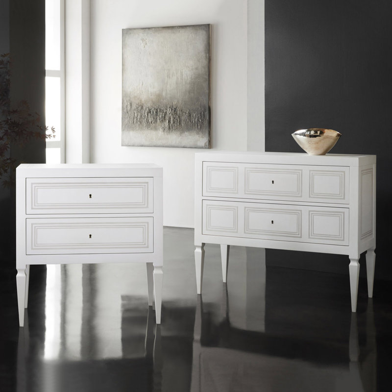 Table de chevet 2 tiroirs Modern Modern, Blanc