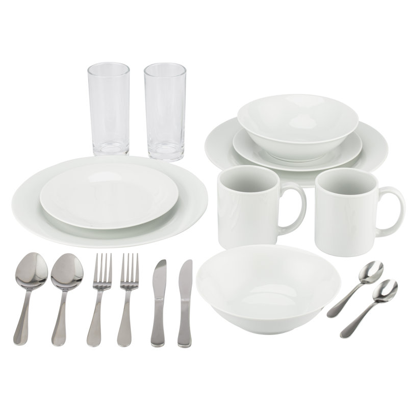 Waterside Elegant Porcelain 18-Piece Dinnerware Set for Two