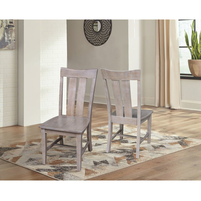 Chaise en bois massif Delisca, Taupe-gris délavé