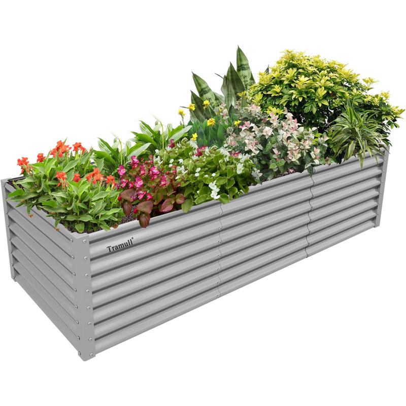 Ensemble de jardinière surélevée galvanisée 8X3X2Ft, Gris