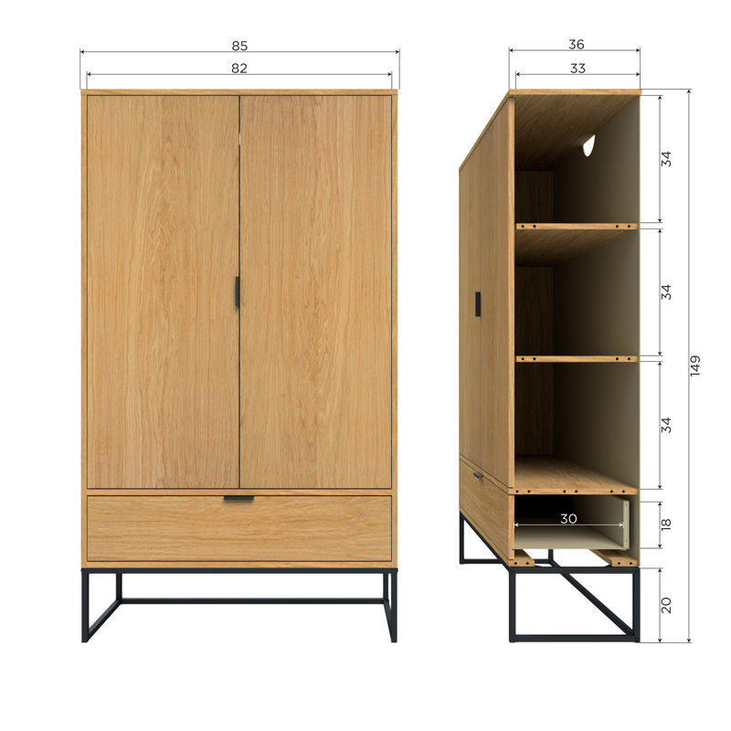 Silas Oak 2 - Door Standard Accent Cabinet