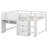 Full Size Low Loft Bed With Built-In Desk, Loft Bed With Storage Cabinets And Open Bookcase, Whiteboard For Graffiti-749839887