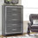 Modern Glam 5 Drawer Chest, Gray