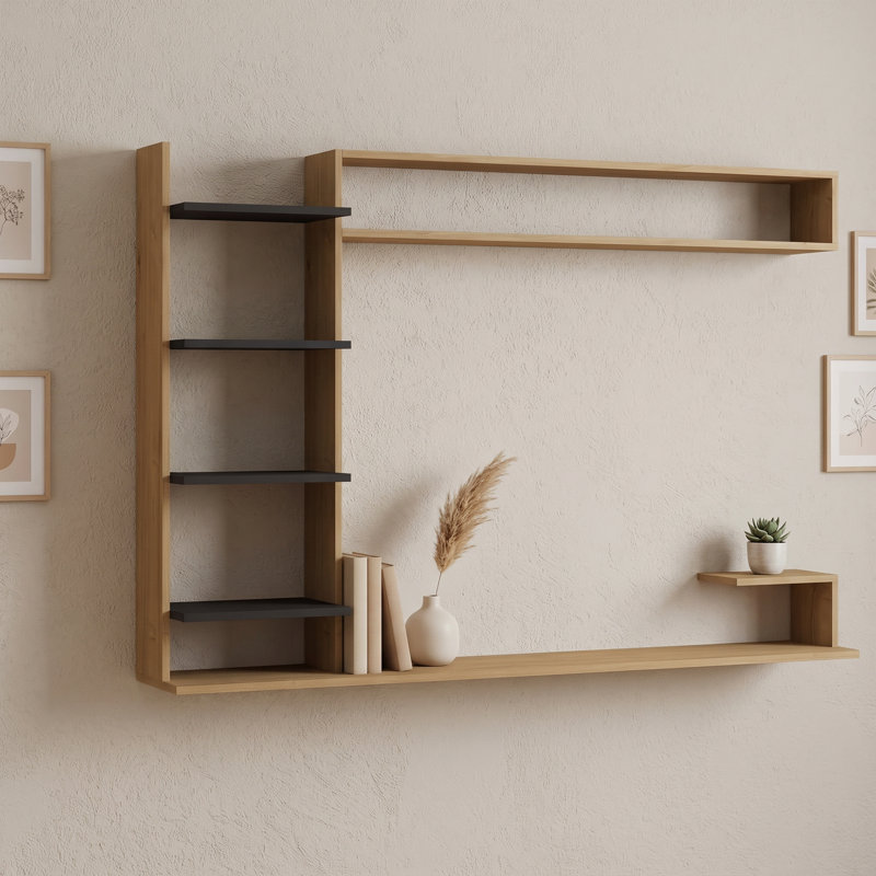 Meuble télé mural pour téléviseur de 55 po ou moins avec 8 tablettes