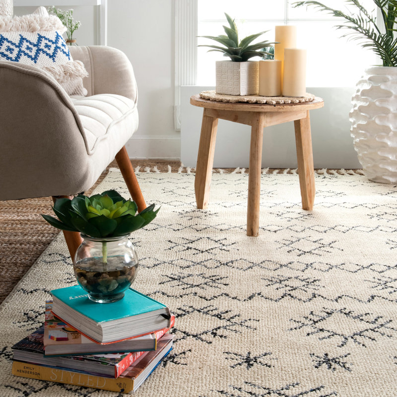Tapis ivoire / noir Rische, Rectangle 4 pi x 6 pi