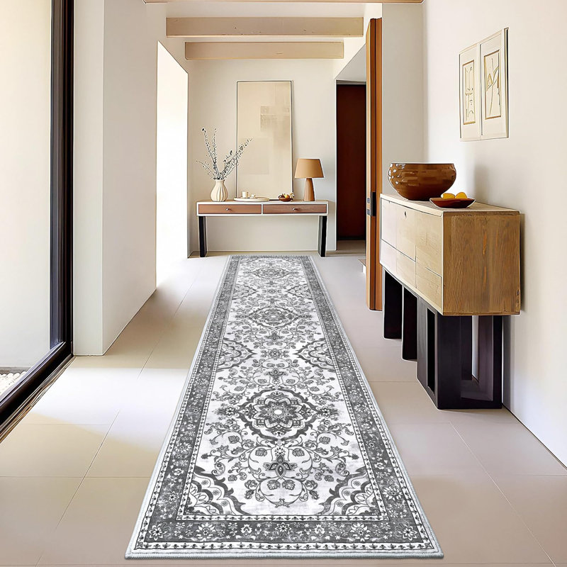Floral Flatweave Area Rug, Runner 80 x 300cm