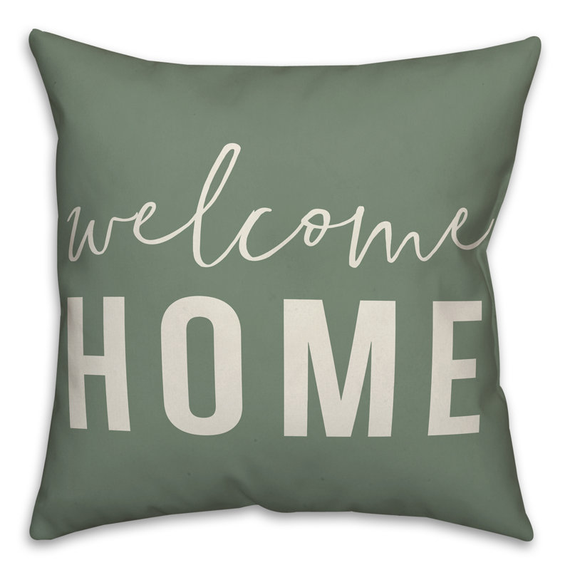 Housse de coussin d'extérieur carré Welcome Home, Vert