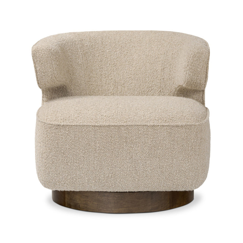 DOTTIE Swivel Barrel Chair, Berber Oatmeal Linen Blend