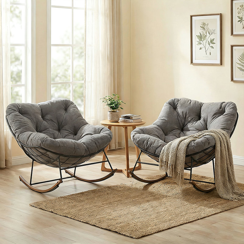 Latitude Run® Outdoor Rocking Chairs Set Of 2,oversized Papasan Chair ...
