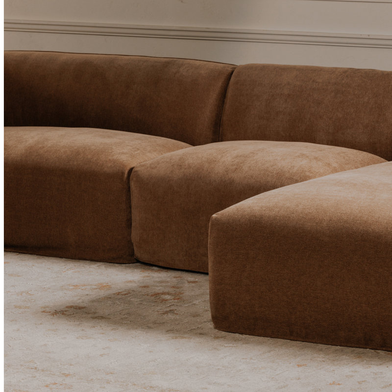 Isla Right Arm Facing Chaise Mocha,  Latte Loft Canvas