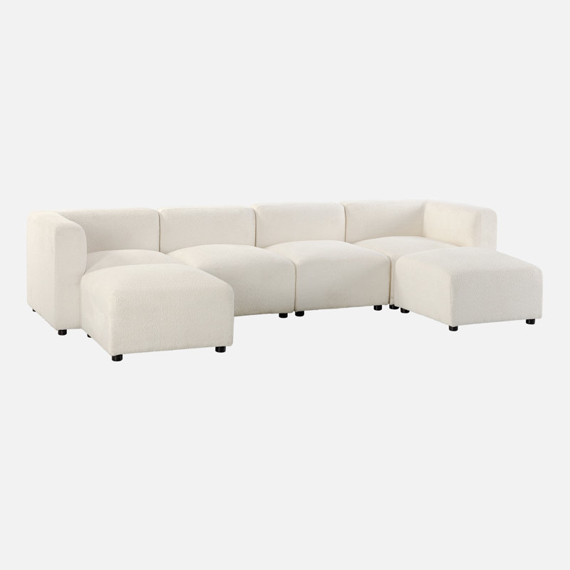 Canapé modulaire 6 pièces Luca, Polyester blanc