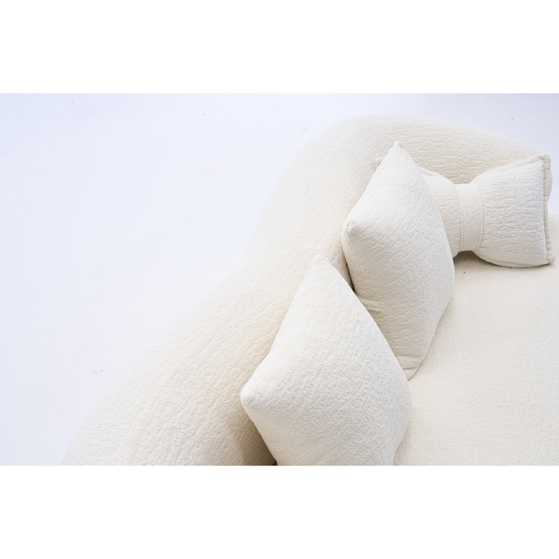Canapé-lit convertible 2 en 1 blanc laiteux 70 pouces (178 cm) sans armature, avec 4 coussins, tissu chenille texturé, mousse haute densité et conception sans ressorts, idéal pour le salon.