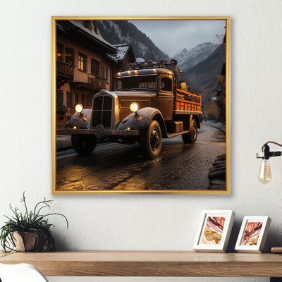 Camion de livraison classique, photo sur toile