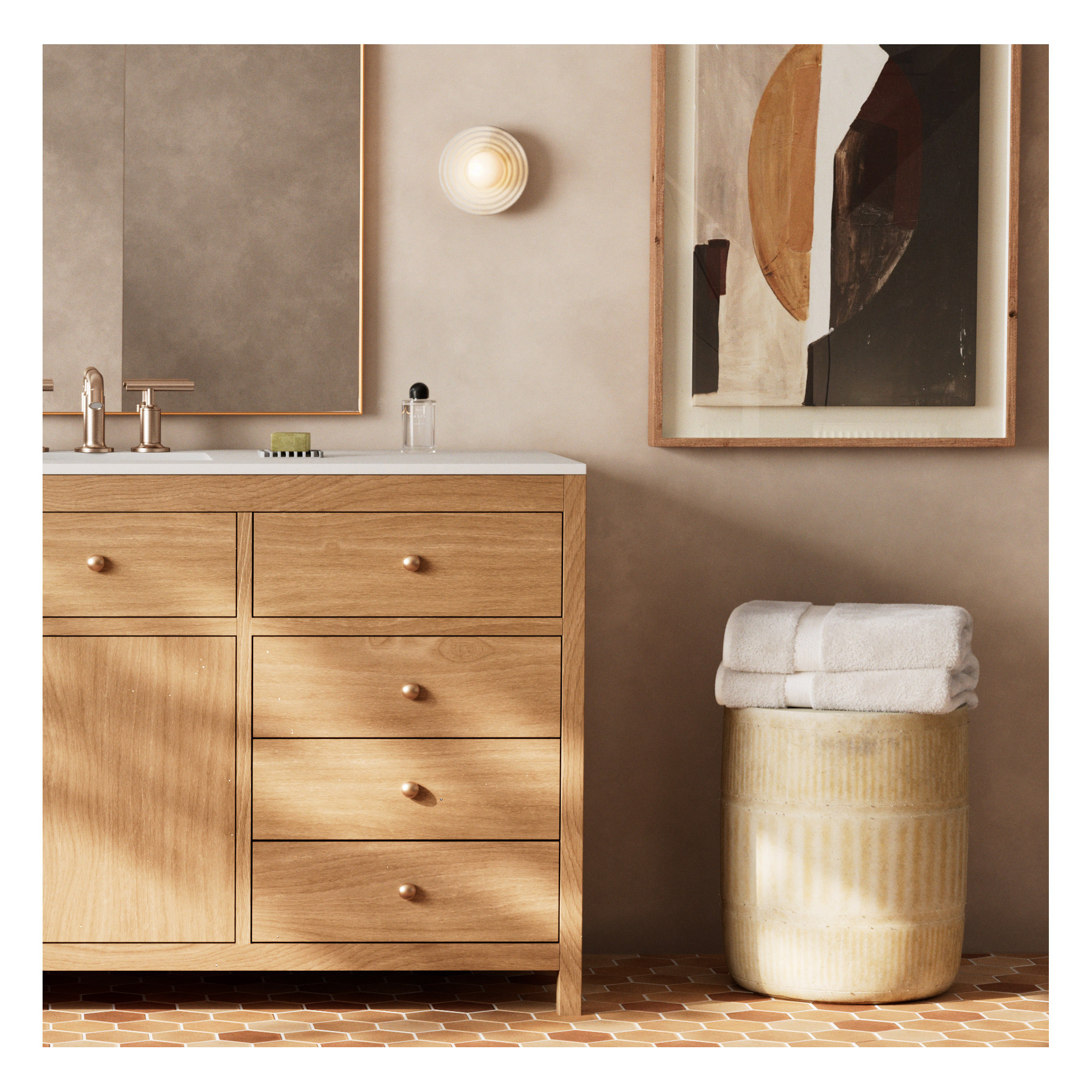 Oakley Accent Stool, Cream