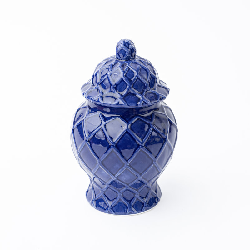 Très grand pot texturé bleu marine, Hauteur totale - 8,25 po