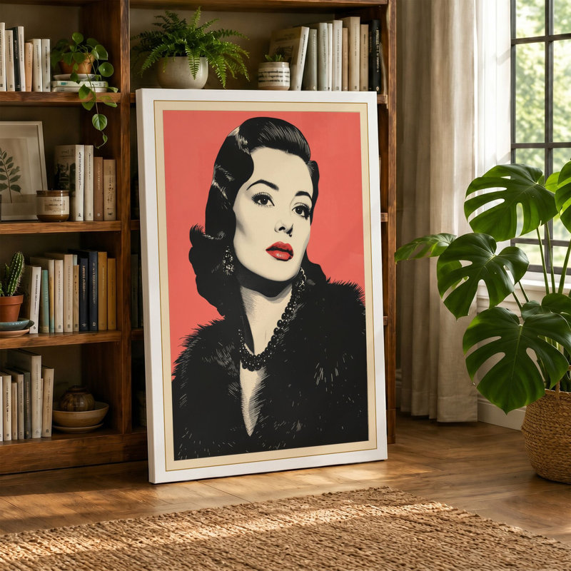 Styled Glamour Portrait Mid-Century - Wrapped Canvas, Sage Border, 30x20 - 76.2 x 50.8 cm