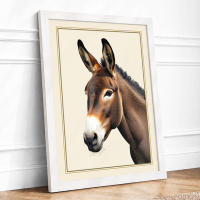 Donkey Portrait Rustic - Framed Print