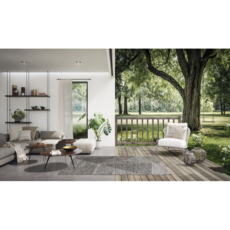 Tilly-Mae Flatweave Grey/Black Rug, Rectangle 80 x 150cm