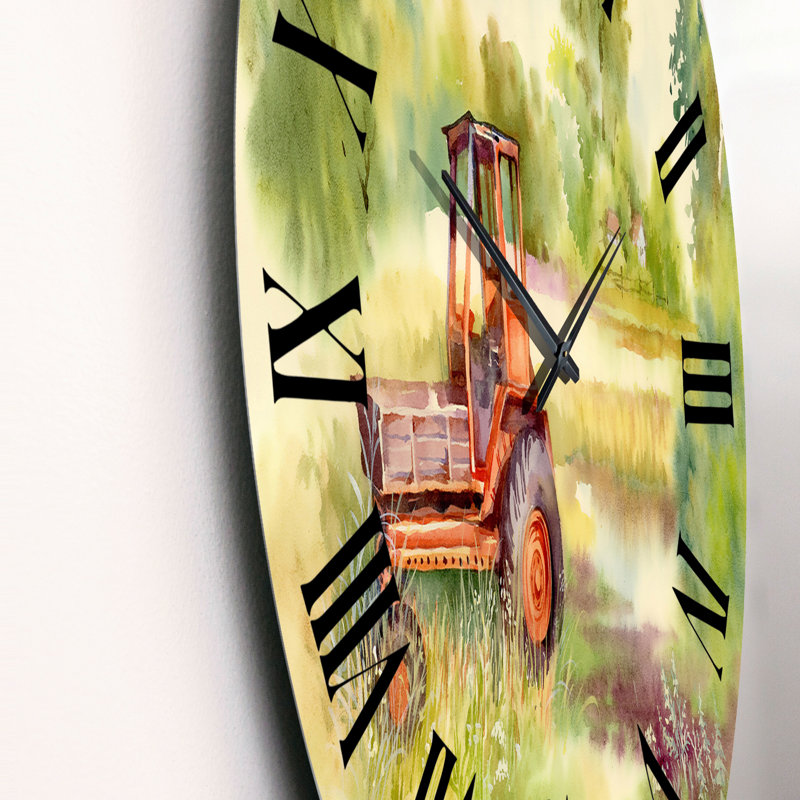 Tractor Machine In The Field - horloge murale Country, Moyen