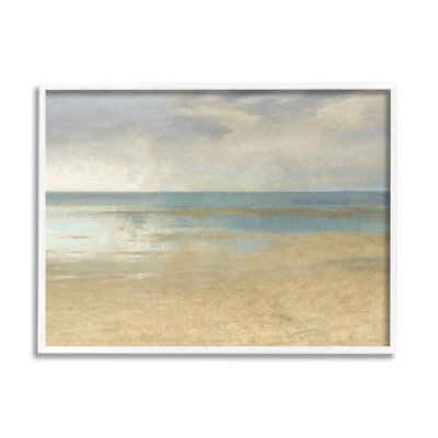 «Coastal Sandy Sunlit Beach» par Christy Mckee - cadre flottant, impression sur bois