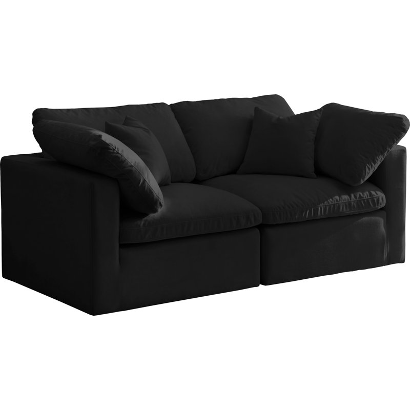 Atis 70'' Velvet Loveseat, Black Velvet