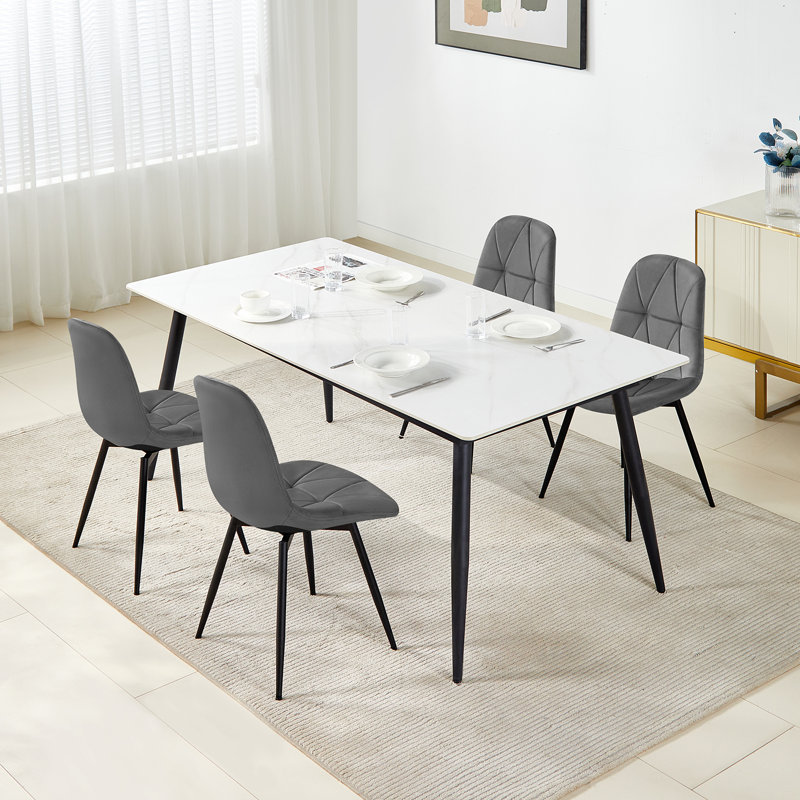 47cm H Velvet Upholstered Side Chair, Dark Grey