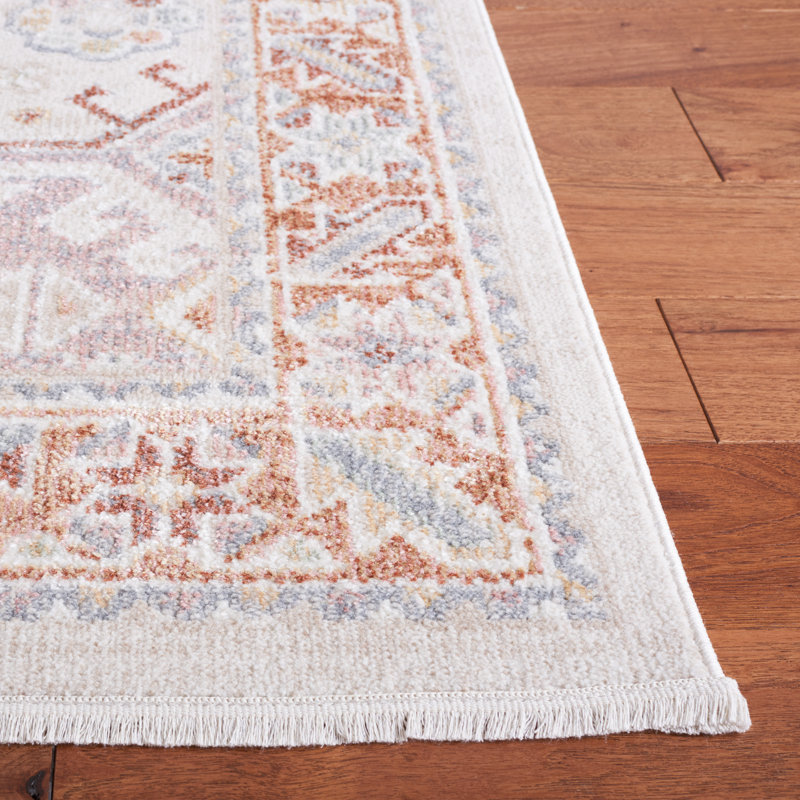 Helfrich Oriental Area Rug in Beige/Rust, Rectangle 9' x 12'