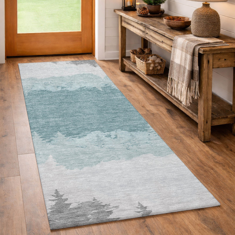 Machine Washable Indoor/Outdoor Chantille ACN2861 Lodge Rug, 2'3" x 7'6" Runner, Silver