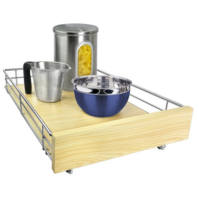 Système d'organisateur d'armoire coulissant en bois et chrome pour armoires de cuisine LYNK PROFESSIONAL SELECT