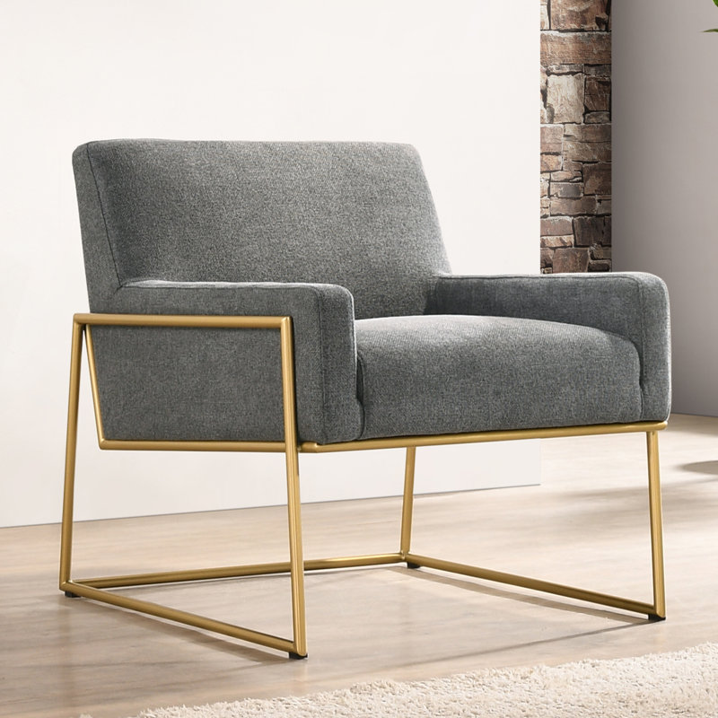 Fauteuil en polyester de 29,5 po Milano, 100 % polyester gris acier