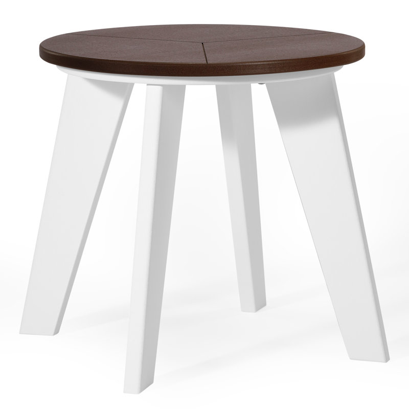 Table de bout d'extérieur ronde 18 po, blanc, Marron foncé