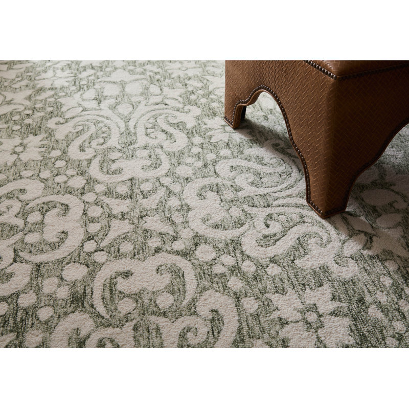 Brockington Traditional Floral & Botanical Ivory Area Rug, Square 1'6"