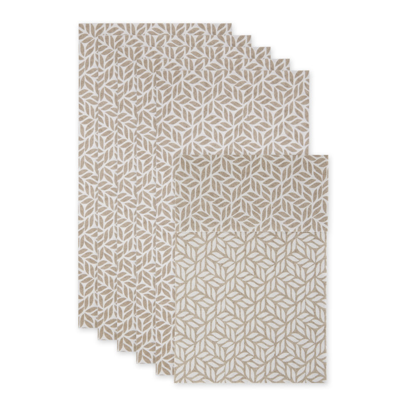 BLACK ABSTRACT LEAF PRINT FRIDGE LINER SET/6, Stone