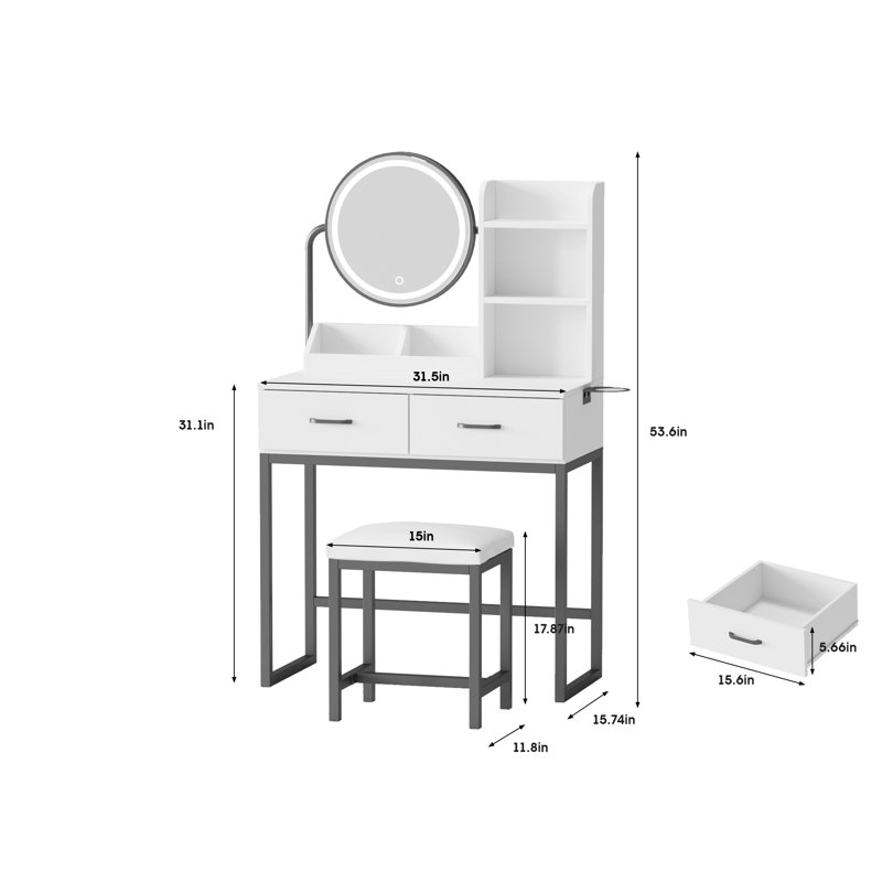 Borach Vanity, White/Black