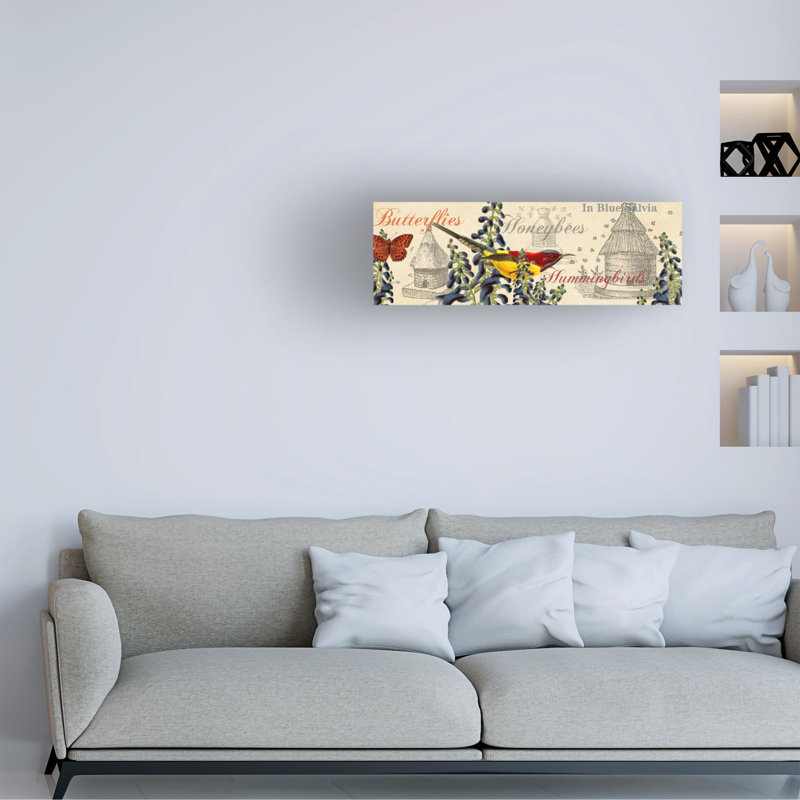 Art mural sur toile tendue - Gail Fraser «In Blue Salvia - Horizontal Panneaux» pour décoration de salon, de chambre à coucher ou de bureau - 10 x 32