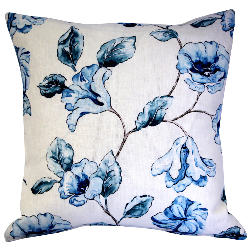 Floral Linen Reversible Throw Pillow