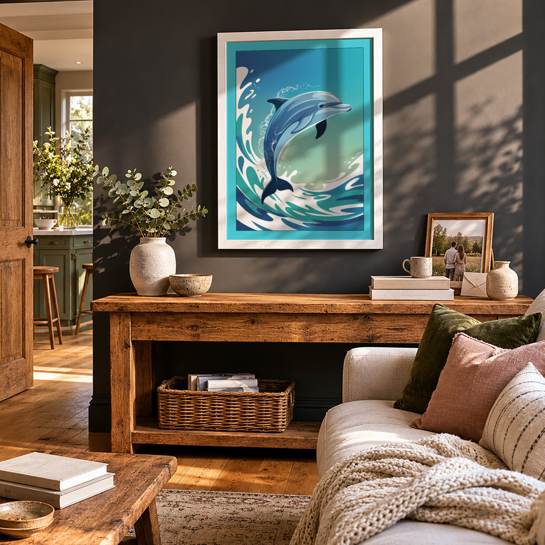 Leaping Dolphin Coastal - Framed Print