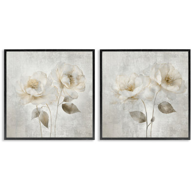 Soft Chic Roses 2pc Framed Giclee Set, design by Irene Weisz