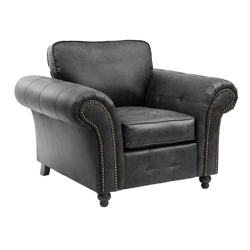 Bodnar Faux Leather Armchair, Black