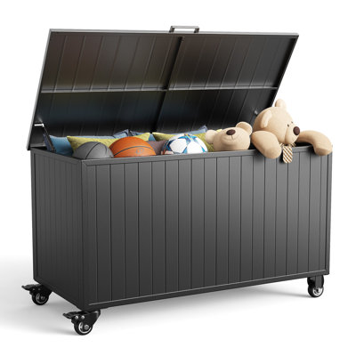 135-Gallon Deck Boxes Outdoor Storage Box Suitable for Garden Storage,Sturdy durable Aluminum Frame Deck Box with Wheels,Waterproof、Moisture-proof、Mil by Psilvam