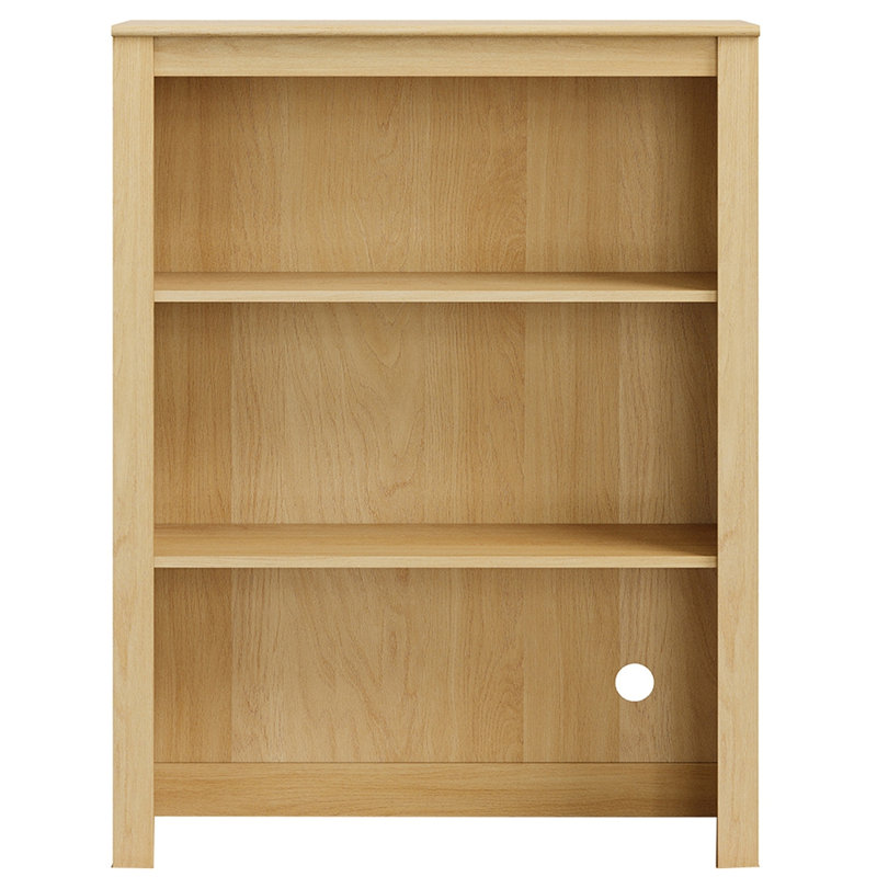 Bibliothèque Greeta à 3 niveaux avec tablette réglable et passe-câbles, chêne, Chêne