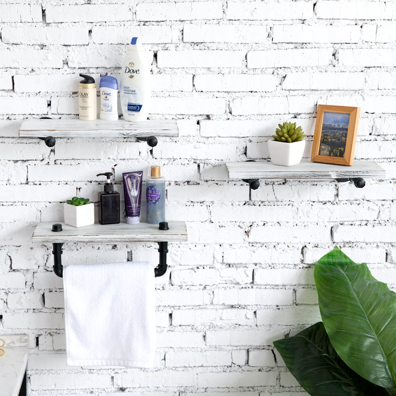 1 Wall Towel Rack, White Washed